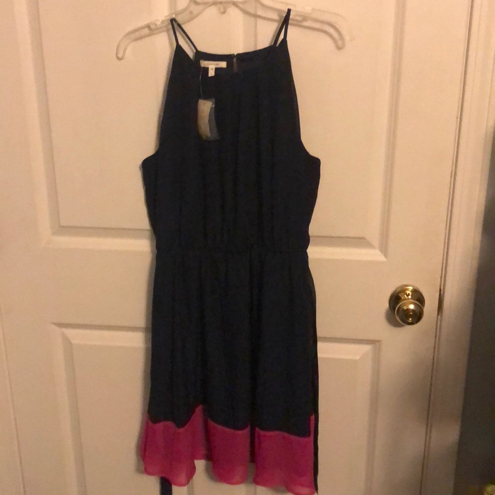 Maurices’s Navy blue and pink high neck line dress
